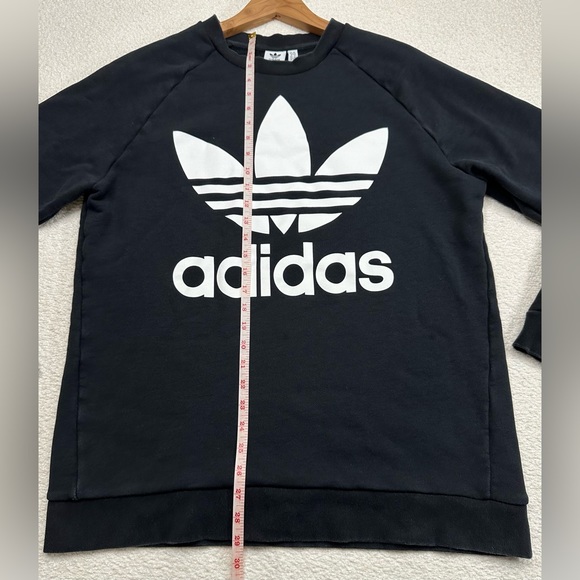 Adidas Originals Long Sleeve Crewneck Sweatshirt Size Large Black White Logo - Picture 4 of 6